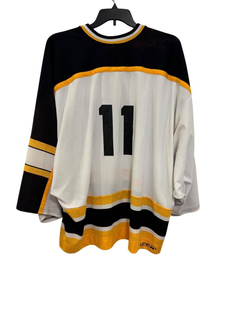 CCM Roadkill Hockey Goalie Jersey White Black Yellow Striped Air-Knit